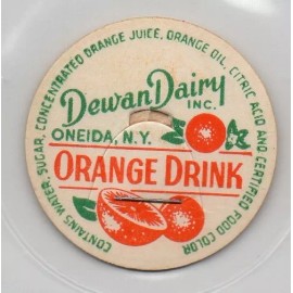 Milk Bottle Cap - Dewan Dairy Inc. - Oneida, New York,NY - ORANGE DRINK- 1 7/16"