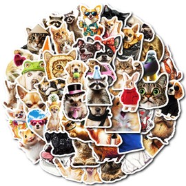 50 Pcs Funny Animal Stickers Cute Animal Stickers Pack for Kids Adults Teens Waterproof Vinyl Furry Animal Stickers and Decals for Laptop Water Bottles Car Bicycle Skateboard Motorcycle Luggage
