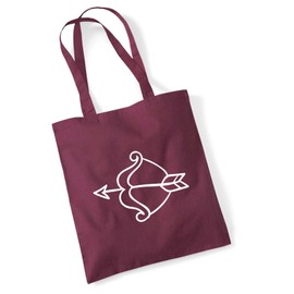 Huuraa Jute Bag Amors Arrow Bow Bag Cotton 10 Litres Size with Motif for Lovers Gift Idea for Friends and Family, burgundy
