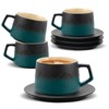 BOILMERIT 8 oz Cappuccino Cups Set of 4 with Saucers,