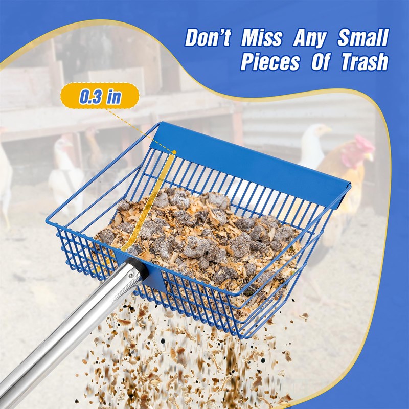 Large Chicken Poop Scooper, Heavy Duty Chicken Coop Scoop for