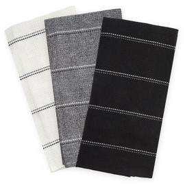 Emma Barclay Utopia 3 Pack Waffle Kitchen Tea Towel Set (45x65cm) (Black)