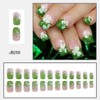 Green French Tip Press on Nails Clover Fake Nails Short