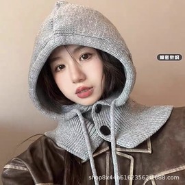 Women's Winter Knit Balaclava Hooded Neck Warmer Thermal Hat lf2310 One Size Khaki 3ea