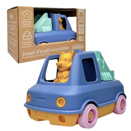 Le Jouet Simple - Fire Truck - Multi-coloured vehicle with ladder - Early learning toy - Environmentally friendly - Recycled plastic - Made in France - 100% recyclable - Gift 1-4 years (Blue)