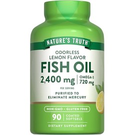 Natures Truth Suplemento de Omega 3 de aceite de pescado  2400 mg  90 cápsulas blandas  Sabor a limón  Sin olor  Sin OMG ni gluten                    
