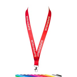 Supervisor Printed Lanyard Neck Strap with Metal Clip, Plastic Safety Breakaway, RED by Rolseley® ltd