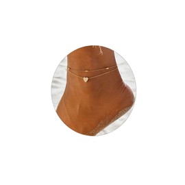 Bufenia Boho Layered Anklets Gold Heart Pendant Ankle Bracelets Sand Beach Beads Foot Bracelet Jewelry for Women