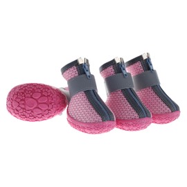 Handmade Dog Shoes, Reflective Dog Shoes, Pet Shoes for Pretty Friends, Anti-Slip Rubber Sole Dog Shoes, Dog Shoes with Zipper (Pink, 1)