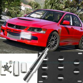 XoticTech Fit Mitsubishi Lancer Black Front Bumper Tow Hook License Plate Mounting Bracket