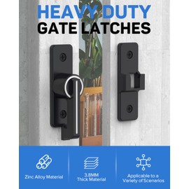 Barn Door Lock, Gate Latches Flip Latch Safety Door Bolt Latch Lock, 3.8mm Heavy Duty Zinc Alloy Door Latch for Sliding Swing Open Door, Shed, Garage, Yard, Bathroom (Luminous Black-1 Pack)