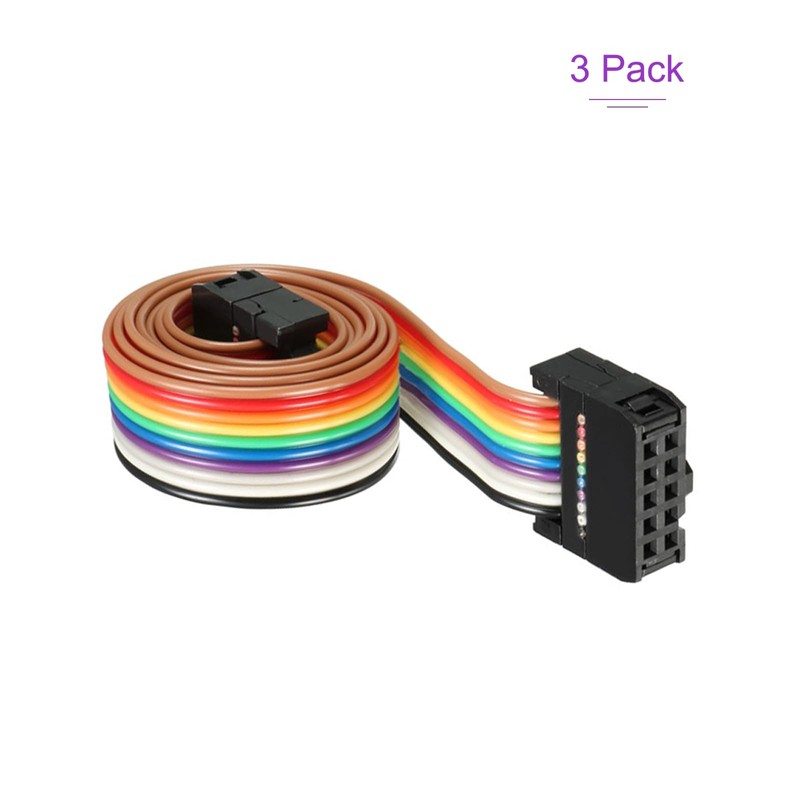 DMiotech 3 Pack 10 Pin IDC Ribbon Cable 48cm 2.54mm