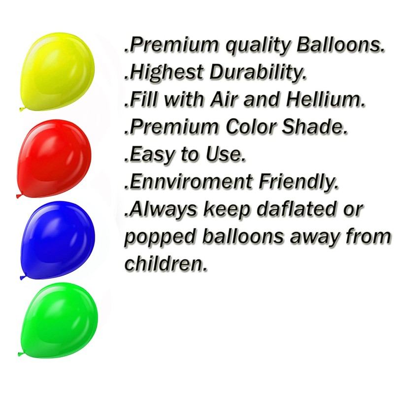 Red Yellow Blue Balloons Pack 30pcs 5 Inch Red Light