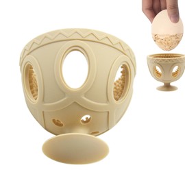 Egg Washer for Fresh Eggs, Liquid Silicone Rubber Egg Brush Scrubber Cleaner for Food Fruits Vegetables Cleaning Kitchen Tool (Cup (Milk Tea), 1 pcs)