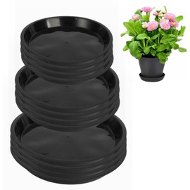 MHXWNHA 12 Pack Plant Saucer 8 10 12 Inch Plastic Plant Tray, Sturdy and Durable Flower Pot Container Accessories Plant Pot Saucers for Indoor and Outdoor (8 10 12 Inch, Black)