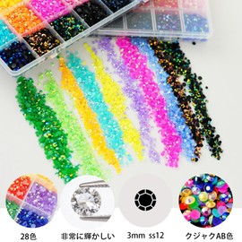 26000 Pcs Nail Parts Glass Stone Bedazzling Kit, Includes 2 Glue and 5 Tools, 3mm SS 12 Multicolor Resin Drill Flatback Beads, Mosaic Gems, Non-Hotfix Technology, Mosaic Jewelry, DIY Nail Art