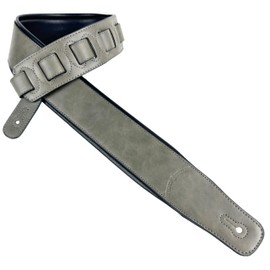 Walker & Williams G-915 Elephant Gray Natural Finish Leather Guitar Strap with Padded Glove Leather Back for Electric, Acoustic, And Bass Guitars