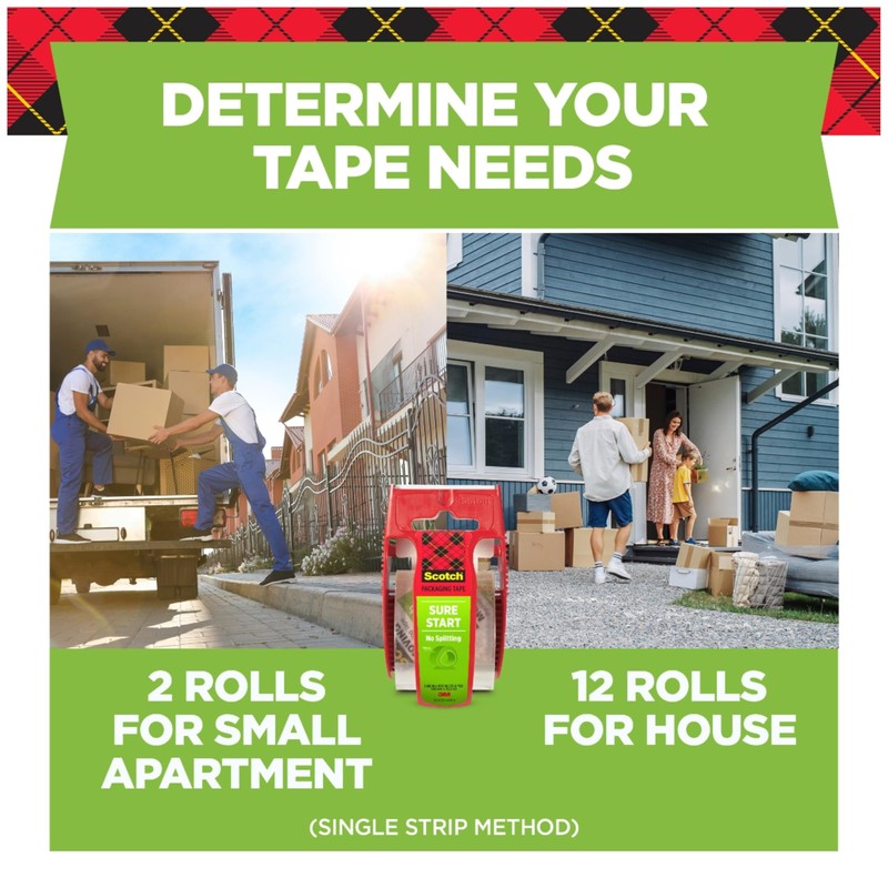 Scotch Sure Start Packing Tape, Clear, Holiday Wrapping Tape with