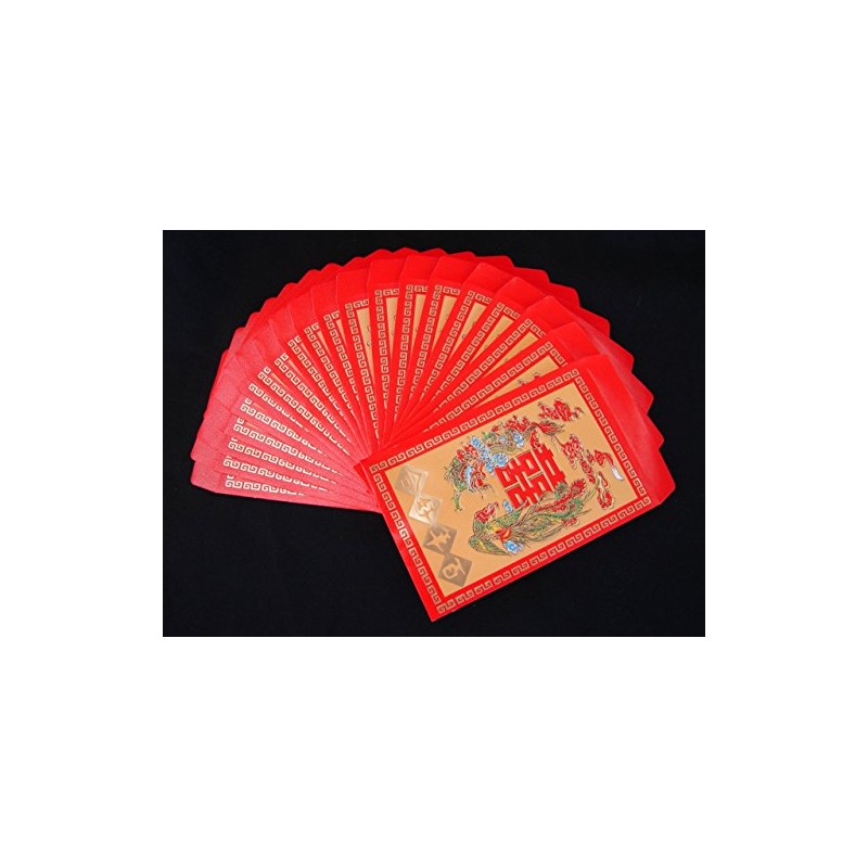 Colorful Chinese Money Envelopes-Double Happiness, Dragon Phoenix