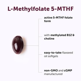 Micro Ingredients L-Methylfolate 1000mcg, 240 Softgels | 5-MTHF Active Folate with Methylcobalamin B12, Choline & Flaxseed Oil | High Absorption Methy