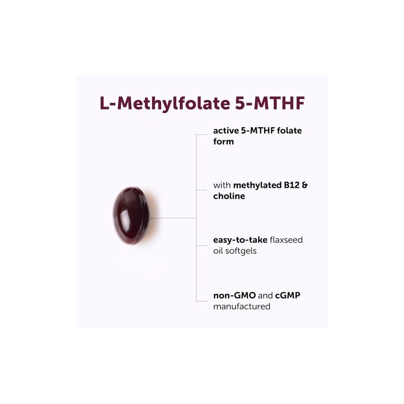 Micro Ingredients L-Methylfolate 1000mcg, 240 Softgels | 5-MTHF Active Folate