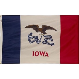 3x5 Foot (90x150 cm) State Polyester Indoor/Outdoor Flag; Vivid Color and Fade Proof - Canvas Header and Double Stitched (Iowa)