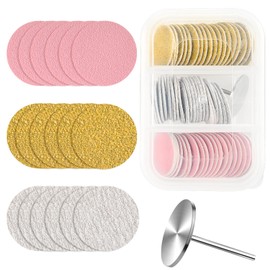 TIESOME 61-Piece Sanding Disc, Pedicure Set, 20 mm Foot Sandpaper, 80/120/180 Grit Remover, Sandpaper Discs, Replacement Sanding Discs, with Level Axis for Cracked Heel, Dead Skin (Style 2)