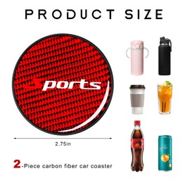 NYTKL 2 PCS Car Cup Holder Coaster, 2.76 Inch Waterproof Carbon Fiber Non-Slip Cup Holder Insert Coaster, Automotive Sports Racing Embedded Drink Bottle Pad (Red, Sports)