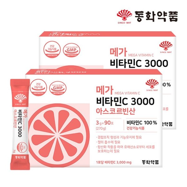 Dongwha Pharmaceutical Mega Vitamin C 3000 Ascorbic Acid 2 boxes, single option / 동화약품 메가 비타민C 3000 아스코르빈산 2박스, 단일옵션