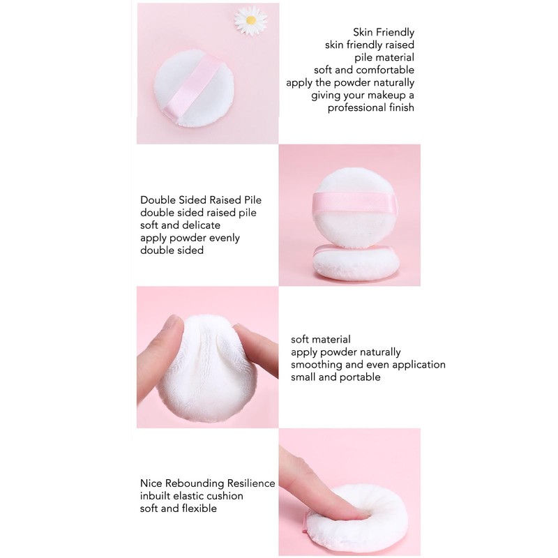 5pcs Face Powder Puff Double Sided Raised Pile Soft Skin