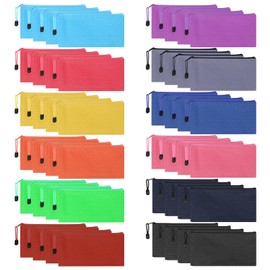 48pcs Zipper Pouches - Pencil Pouch 9.2x4.5 Inches Pencil Case ,Bill Size Pencil Box - Waterproof Pencil Bags Small Organizing Bags in 12 Colors for Office Supplies Storage and Travel Accessories