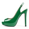 YODEKS Women's Peep Toe Slingback Pumps Stiletto Heels Shoes,Green -