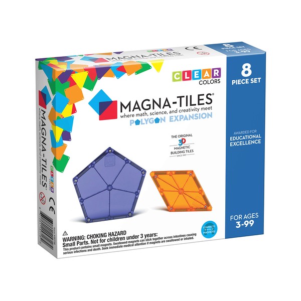 Magna Tiles Polygons Expansion Set, The Original Magnetic Building Tiles for Creative Open-Ended Play, Educational Toys for Children Ages 3 Years + (8 Pieces) (15718)