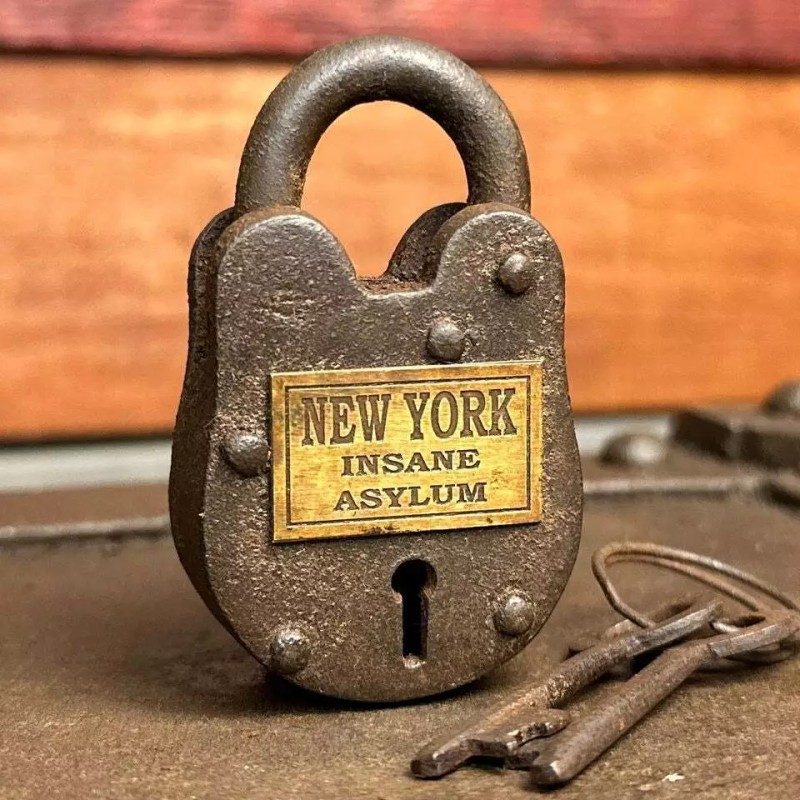 New York Insane Asylum Cast Iron Gate Lock With Brass