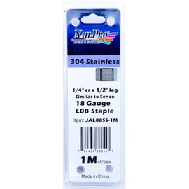NailPRO L08SS 1/2" Leg x 1/4" Stainless Steel Narrow Crown Staples, 1000 Count
