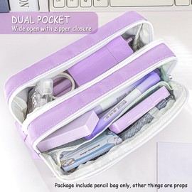 MOMOJULI Large Capacity Pencil Case Pen Bag Pouch with 3 Compartments Stationery Organizer for Teenage Boys Girls