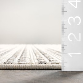 nuLOOM 4' x 6' Plush Indoor/Outdoor Area Rug, UV-Resistant, Long Loop Construction, Oeko-TEX Certified, Paito, Balcony, Skyla Cream