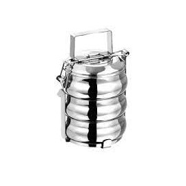 ROYAL SAPPHIRE Stainless Steel Bento Box Belly Lunch Box, Tiffin Box, Food Container, Indian Tiffin, Food storage container 13 Cm (3 Tier)
