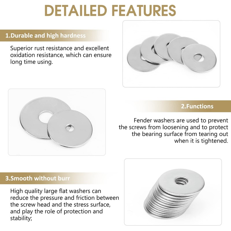 Kindroufly 270 Pieces 15 Sizes Large Fender Washers Assortment Kit,