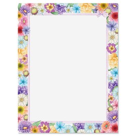 Spring Floral Letter Papers - Set of 25 sheets, 8 1/2" x 11", Pastel Flower Stationery for Weddings, Easter, Bridal invitations, Computer Printable for Flyers & Invites