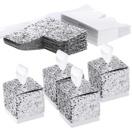 TsunNee Sparkle Sequin Paper Candy Box, Sweet Wedding Favour Boxes, Glitter Party Gift Box, Creative Paper Treat Boxes, Silver, 25-Pack