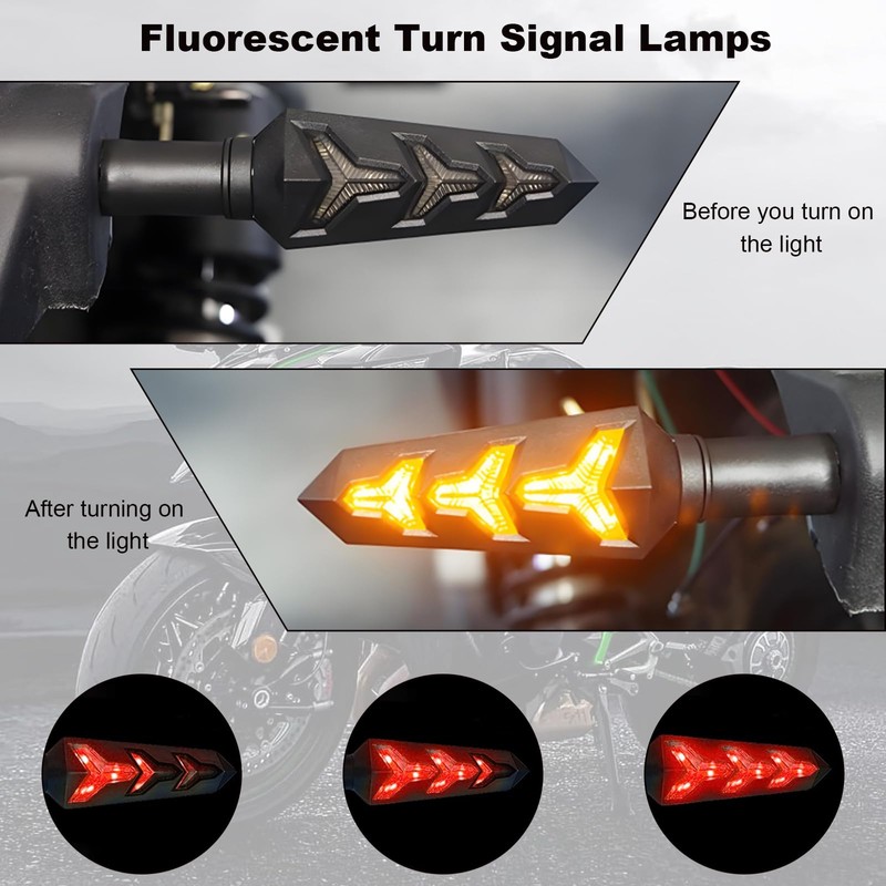 KVAEY 2 PCS Motorcycle Indicators Flowing Turn Signal Lights, Motorbike