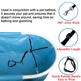 Dog Bath Tether Bathtub Leash Bathing Harness Dog Grooming Harness Adjustable Fixed Safety Rope for Pet Shower Bathing