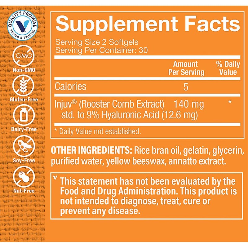 The Vitamin Shoppe Injuv® Hyaluronic Acid 140MG (Rooster Comb Extract),