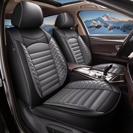 JIAMAOXIN Car Seat Covers Fit for Hyundai Sonata 2004-2025: Full Set 5 Seats Faux Leather Seat Cover Waterproof Seat Protectors Automotive Seat Cushion(Black&Grey)-2 Rows 5 Seats