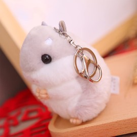 ZAYOIZY 2 Cute Little Stuffed Hamsters Keychains Backpack Charms Adorable Soft Keyrings Pendants for Christmas/Valentine' s Day Gift