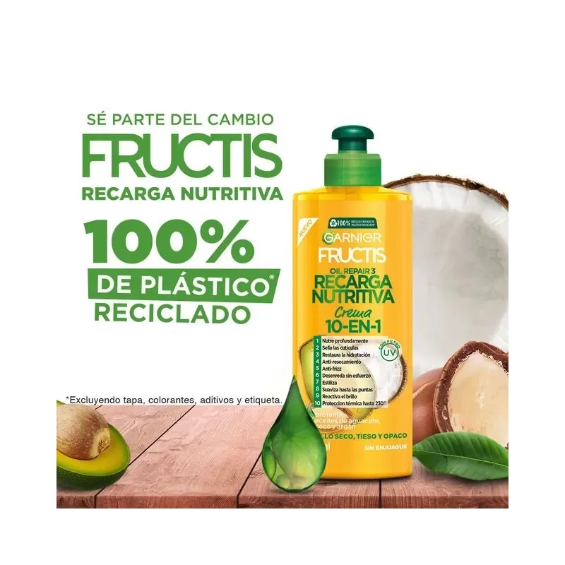 Crema Garnier Fructis Recarga 10 En 1 Nutritiva 300ml