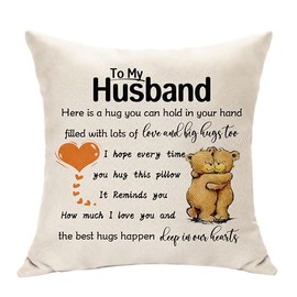 A Little Cushion Cover Hug Keepsake Gifts for Him or Her Birthday Christmas Bridal Shower Graduation Wedding Homecoming Gifts Throw Pillow Cover Decoration 45 X 45 CM (Husband)