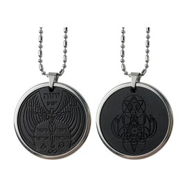 EMF Amulet Flying Archangel Protection Necklace,Volcanic Energy Stone Stainless Steel Blocker Shield Meditation Necklace(46mm)