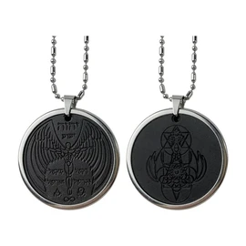EMF Amulet Flying Archangel Protection Necklace,Volcanic Energy Stone Stainless Steel Blocker Shield Meditation Necklace(46mm)